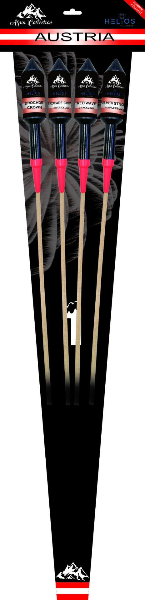 Raketenset "Austria one" mit 4 Zylinderraketen (75g)